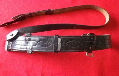 RHODESIAN ARMY - BLACK LEATHER SAM BROWNE - CHROME / WM FITTINGS - AS USED RLI / SAS / SCOUTS  (4251