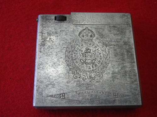 SA FORCES - WW2 "TRENCH ART" LIGHTER  + TAG RELATING TO ITALIAN BOMBER, SEE BELOW     (2239)