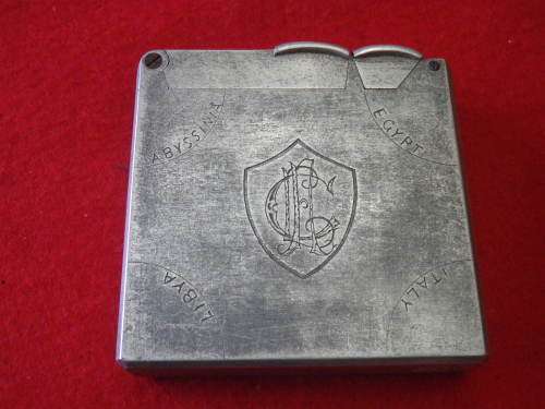 SA FORCES - WW2 "TRENCH ART" LIGHTER  + TAG RELATING TO ITALIAN BOMBER, SEE BELOW     (2239)