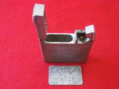 SA FORCES - WW2 "TRENCH ART" LIGHTER  + TAG RELATING TO ITALIAN BOMBER, SEE BELOW     (2239)