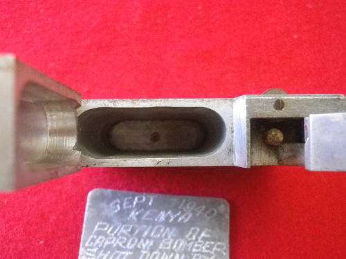 SA FORCES - WW2 "TRENCH ART" LIGHTER  + TAG RELATING TO ITALIAN BOMBER, SEE BELOW     (2239)