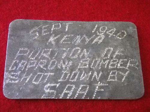 SA FORCES - WW2 "TRENCH ART" LIGHTER  + TAG RELATING TO ITALIAN BOMBER, SEE BELOW     (2239)