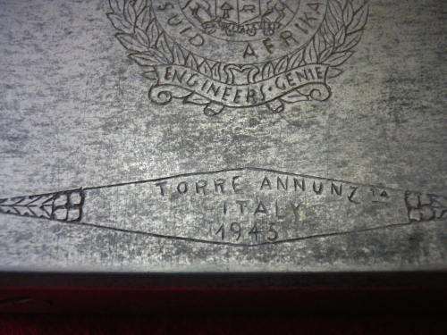 SA FORCES - WW2 "TRENCH ART" LIGHTER  + TAG RELATING TO ITALIAN BOMBER, SEE BELOW     (2239)