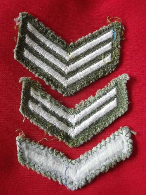 RHODESIAN ARMY - SET OF COMBAT STRIPES - L/CPL , CPL, SGT           (3649)