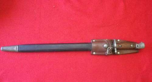 SA / GB -1907 PATT. WILKINSON BAYONET+ SCABBARD + FROG + UNION STAMP, SSB ETC. BLADE 43.4cm  (4318)