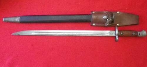 SA / GB -1907 PATT. WILKINSON BAYONET+ SCABBARD + FROG + UNION STAMP, SSB ETC. BLADE 43.4cm  (4318)