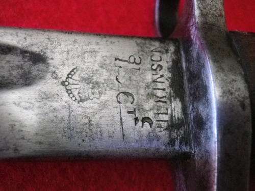 SA / GB -1907 PATT. WILKINSON BAYONET+ SCABBARD + FROG + UNION STAMP, SSB ETC. BLADE 43.4cm  (4318)