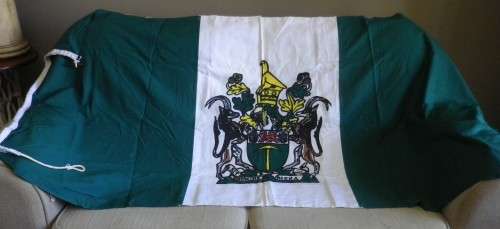 RHODESIAN PERIOD FULL SIZE REPLICA FLAG - DOUBLE SIDED, GOOD CONDITION 88CM X 184CM   (6499)