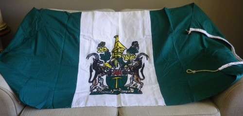 RHODESIAN PERIOD FULL SIZE REPLICA FLAG - DOUBLE SIDED, GOOD CONDITION 88CM X 184CM   (6499)