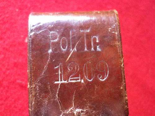 GERMAN - WW1 BAYONET FROG - USED COLONIAL + OVERSEAS FORCES - STAMP "POL.TR.12.09"      (6577)