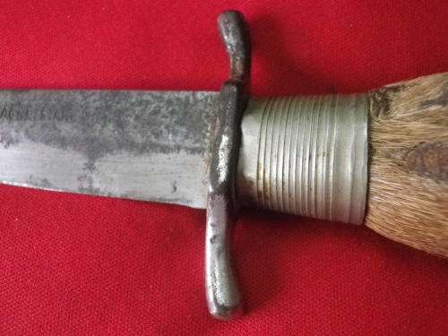 GERMAN - WW2 "PICK UP" TRENCH DAGGER WITH DEER FOOT HANDLE - MADE SOLINGER (3691)