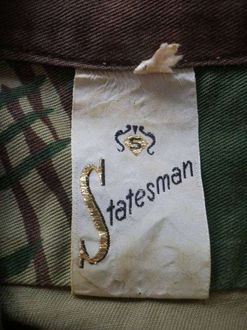 RHODESIAN CAMMO SHORT SLEEVE SHIRT - SIZE 38  -  NOTE INSIGNIA -  MADE STATESMAN              (4332)