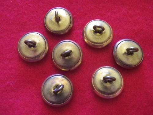 RHODESIAN POSTS & TELECOMMUNICATIONS 7 X BRASS TUNIC BUTTONS - OD'S 19.5mm       (6536)