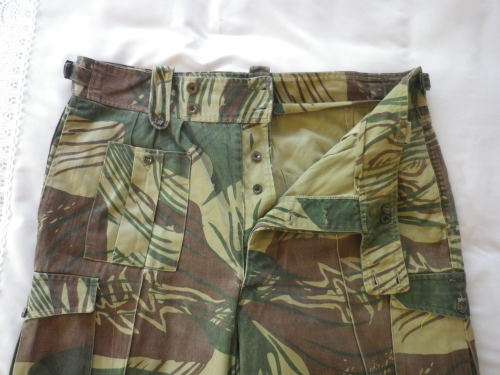 RHODESIAN ARMY - CAMMO LONGS + METAL WAIST CLIPS - XXL - MISMATCHED BUTTONS (6811)