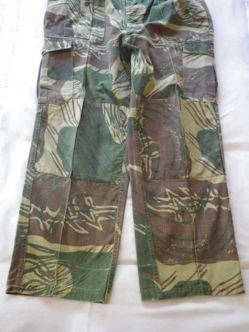 RHODESIAN ARMY - CAMMO LONGS + METAL WAIST CLIPS - XXL - MISMATCHED BUTTONS (6811)