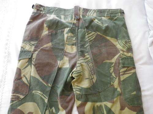 RHODESIAN ARMY - CAMMO LONGS + METAL WAIST CLIPS - XXL - MISMATCHED BUTTONS (6811)