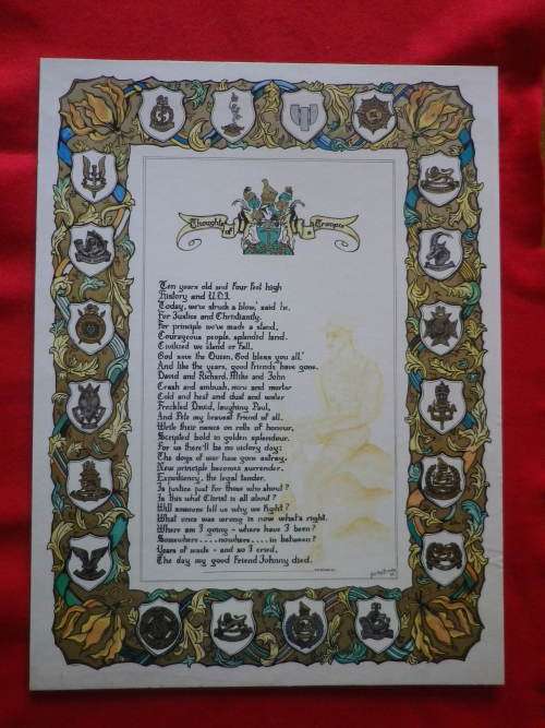 RHODESIA - "THOUGHTS OF A TROOPIE" BY RM DRYSDALE ON BOARD 1981 ILLUSTRATOR JILL Van BREDA  (6813)