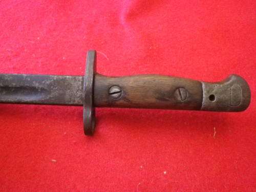 BRITISH LEE ENFIELD NO 1 .303 BAYONET P1907 MADE WILKINSON + SCABBARD + LEATHER FROG (WW2)  (4364)