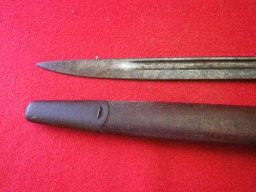 BRITISH LEE ENFIELD NO 1 .303 BAYONET P1907 MADE WILKINSON + SCABBARD + LEATHER FROG (WW2)  (4364)