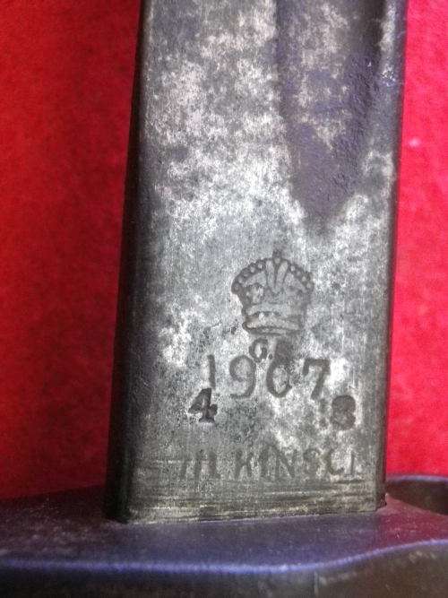 BRITISH LEE ENFIELD NO 1 .303 BAYONET P1907 MADE WILKINSON + SCABBARD + LEATHER FROG (WW2)  (4364)