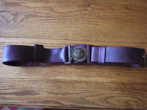 RHODESIA - BSAP LEATHER BELT WITH 1ST PATTERN BRASS BUCKLE.  MAX LENGTH  88CM / 34.5" (4399)