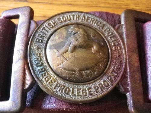 RHODESIA - BSAP LEATHER BELT WITH 1ST PATTERN BRASS BUCKLE.  MAX LENGTH  88CM / 34.5" (4399)