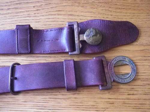 RHODESIA - BSAP LEATHER BELT WITH 1ST PATTERN BRASS BUCKLE.  MAX LENGTH  88CM / 34.5" (4399)