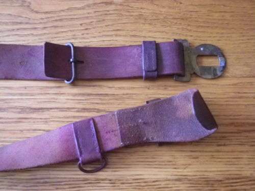RHODESIA - BSAP LEATHER BELT WITH 1ST PATTERN BRASS BUCKLE.  MAX LENGTH  88CM / 34.5" (4399)
