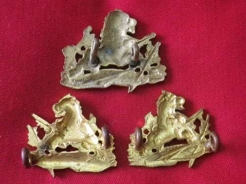 RHODESIA BSAP - BRASS CAP + FACING COLLAR BADGES - 1949-1971   (4453)