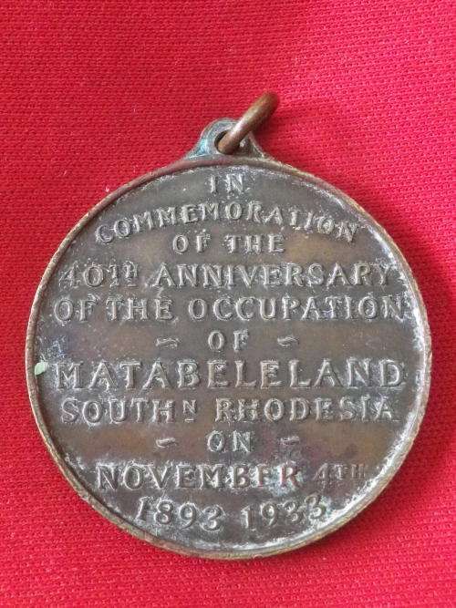 RHODESIA - MATABELELAND COMMEMORATIVE OCCUPATION MEDALLION  1933    (6937)
