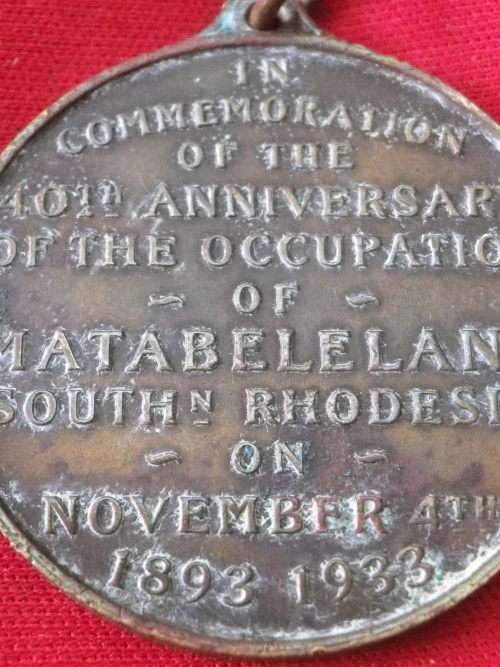 RHODESIA - MATABELELAND COMMEMORATIVE OCCUPATION MEDALLION  1933    (6937)