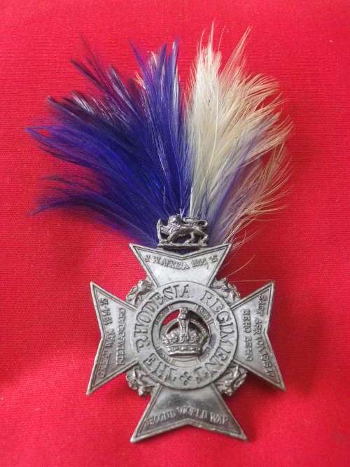 RHODESIA REGT - 4BN BADGE + HACKLE - SCARCE     (6948)