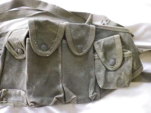 RHODESIAN ARMY - HEAVY DUTY CANVAS CHEST RIG / WEBBING - 6 MAG +2 GRENADE POUCHES - MORE BELOW-(4398
