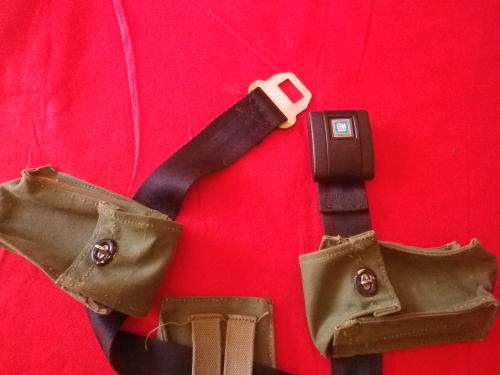 RHODESIA  - 3 MAG POUCHES, 1 X SINGLE, 2 X DOUBLE MADE KALBRO, BYO - ON IMPROVISED BELT - RARE (2338