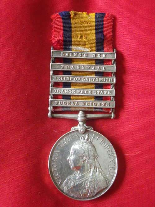 QSA - BOER WAR - TO  W.W.SCOTT 63RD BTY. RFA - 5 BARS - UNRESEARCHED CONDITION AS SEEN IN PICS(4478)