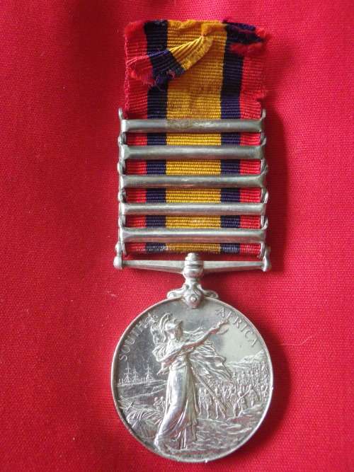 QSA - BOER WAR - TO  W.W.SCOTT 63RD BTY. RFA - 5 BARS - UNRESEARCHED CONDITION AS SEEN IN PICS(4478)