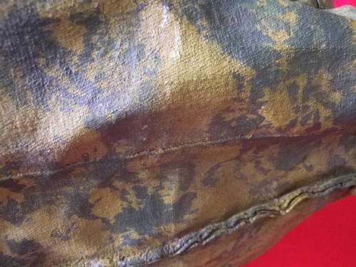 RHODESIAN ARMY - GREEN CANVAS BACK PACK - CAMO PAINTED - INSCRIBED - HARDENED WHERE PAINTED (4541)