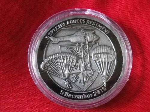 SA SPECIAL FORCES - 5 RECCE CHALLENGE COIN #035  -  OD 44mm - IN PLASTIC CASE  (2515)