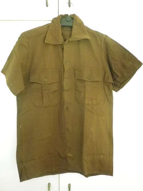 RHODESIAN SFA - PFUMO RE VANHU CHOC BROWN COMBAT SS SHIRT - SIZE 35 - RARE -  SEE BELOW      (4518)