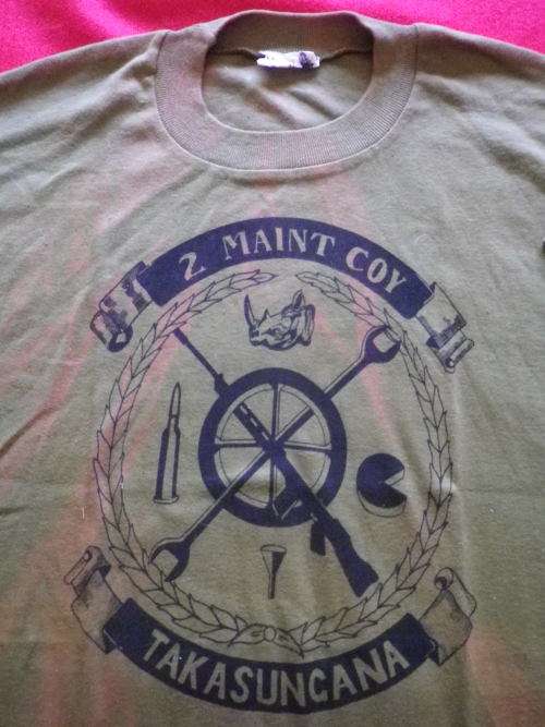 RHODESIAN ASC TEE SHIRT - 2 MAINT. COY. 2 BDE - SIZE 40 - MADE MONOGRAM - MINOR DISCOLOURATION (4515