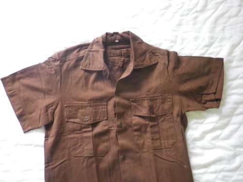 RHODESIAN SFA - PFUMO RE VANHU CHOC BROWN COMBAT SS SHIRT - SIZE 35 - RARE -  SEE BELOW      (4518)