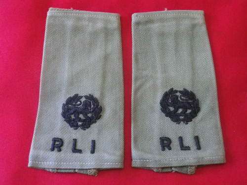 RHODESIAN LIGHT INFANTRY - MAJORS FACING PAIR  EPAULETTE SLIP ONS - SCARCE       (3846)
