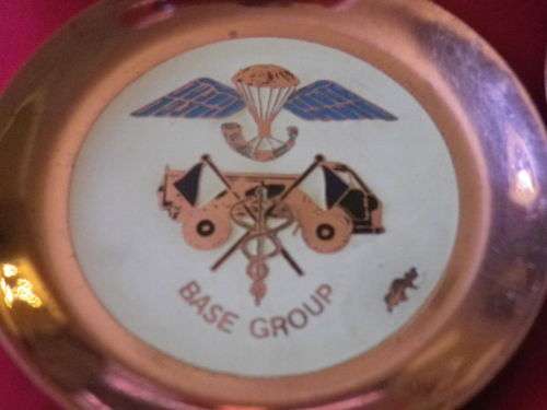 RHODESIA - RLI 6 X ORIGINAL BRASS + ENAMEL COASTERS  - OD 73mm  - SCARCE -(7324)