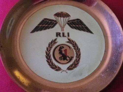 RHODESIA - RLI 6 X ORIGINAL BRASS + ENAMEL COASTERS  - OD 73mm  - SCARCE -(7324)