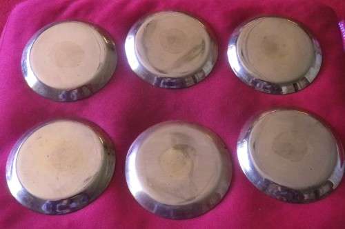 RHODESIA - RLI 6 X ORIGINAL BRASS + ENAMEL COASTERS  - OD 73mm  - SCARCE -(7324)