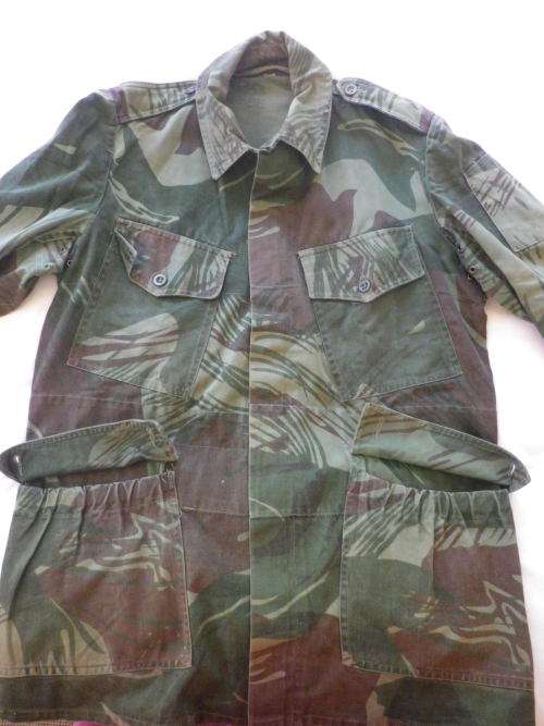 RHODESIAN ARMY - CAMMO JACKET -SIZE 2 - INSCRIBED - SCARCE "GREEN BASE COLOUR" -BACK ZIP POCKET
