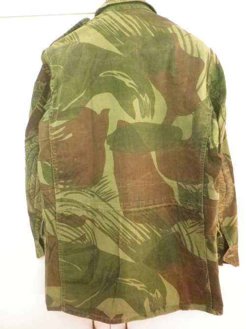RHODESIAN ARMY - CAMMO JACKET -SIZE 2 - INSCRIBED - SCARCE "GREEN BASE COLOUR" -BACK ZIP POCKET