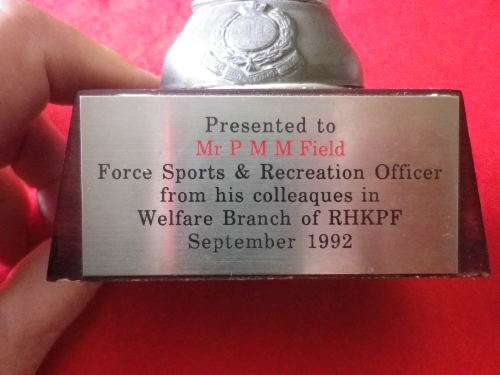 GB ROYAL HONG KONG POLICE - AWARDS TO MR P.M.M. FIELD - ON HIS RETIREMENT SEPT 1992  (535)