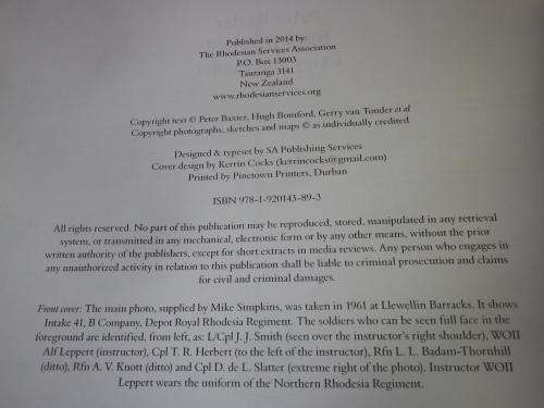 "RHODESIA REGT 1899-1981" BY BAXTER, BOMFORD & VAN TONDER ET AL. HC + DC 596 Pgs.  (1008)