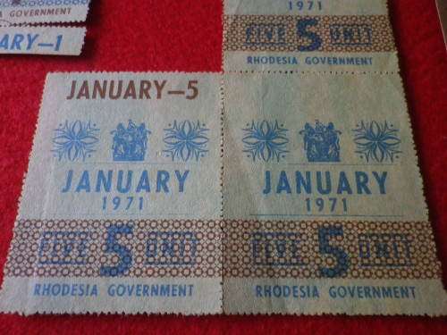 RHODESIA - TOURISM PAMPHLET RE RATION COUPONS + 1 & 5 UNIT COUPONS + 2 X FUEL RATION CARDS    (3864)